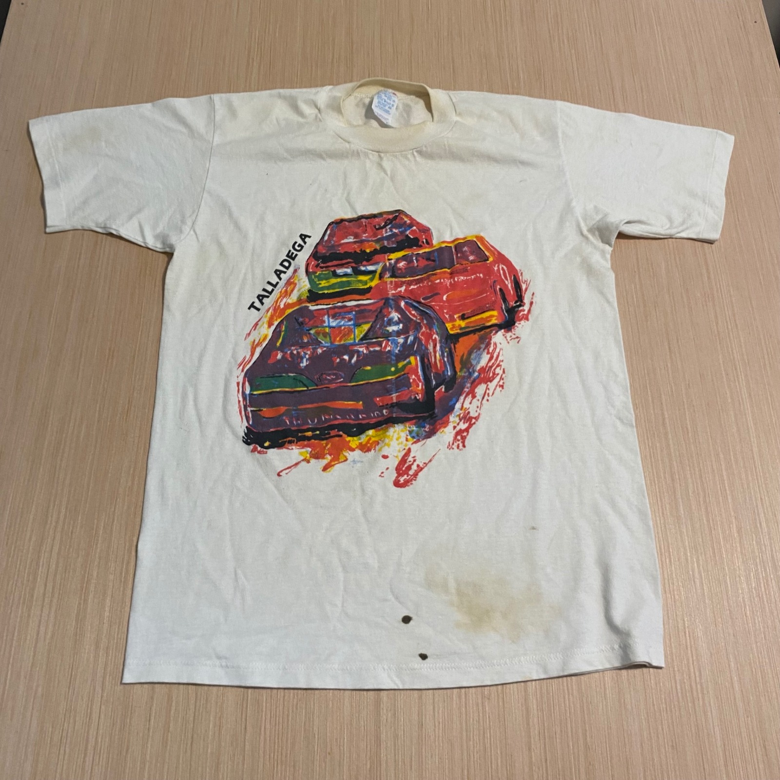 Vintage Talladega Superspeedway Nascar Graphic TShirt White Large Single Stitch